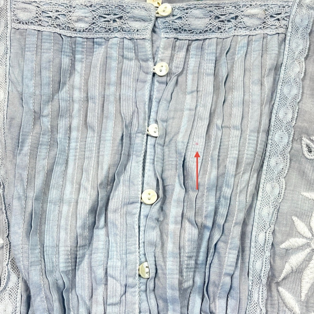 NWT LoveShackFancy Tomasina Mini Dress Size L Blue Embroidered Ribbon Coquette - Picture 12 of 12